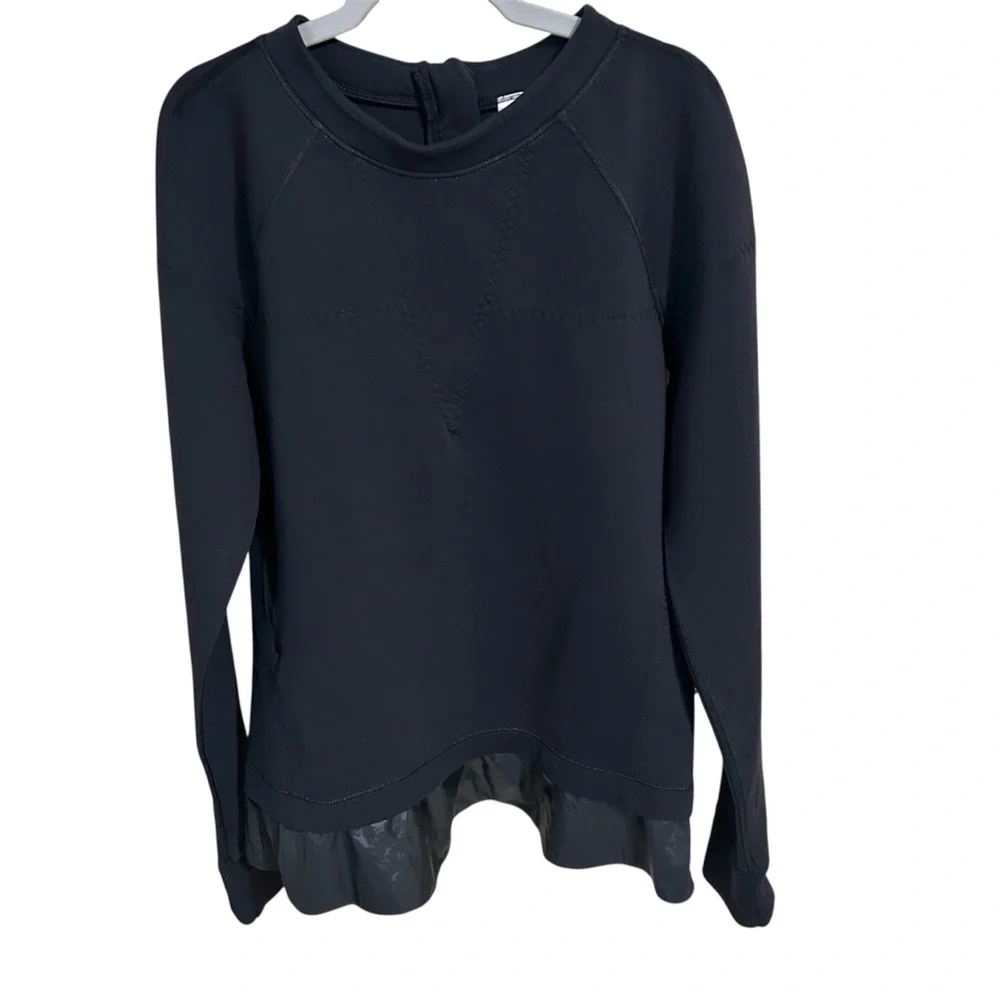 Ivivva By Lululemon Black Peplum Neoprene LS Swim Rashguard Top Pocket Sz L 14